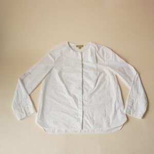 COS White Button Front Bib Panels Long Sleeve Blouse - Size 10